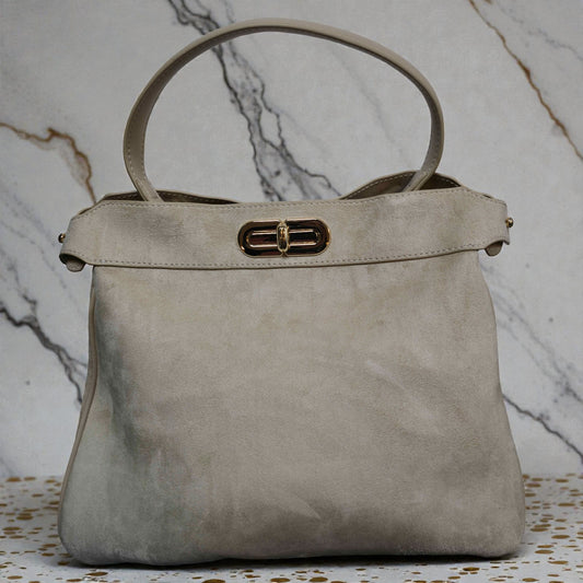 Kassandra – Elegante Stoff-/Kunstleder-Handtasche